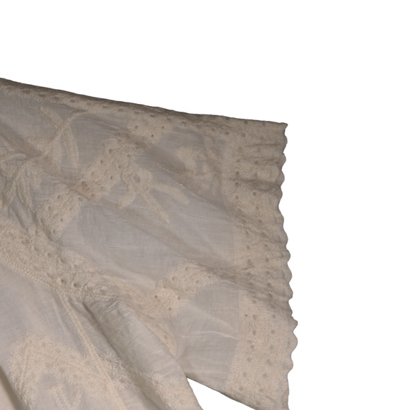 Woven Heart Sheer Cardigan Women S Ivory Gorgeous Embroidery Kimono Peasant Boho - Picture 5 of 16